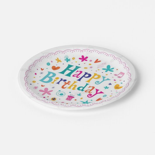 Assiettes En Carton Joyeux anniversaire (Angle)
