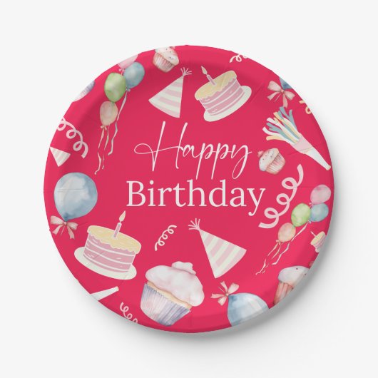 Assiettes En Carton Joyeux anniversaire (Devant)