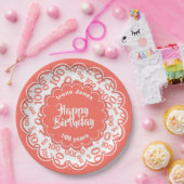 Assiettes En Carton Joyeux anniversaire 100e corail/Motif numérique bl (Fête)