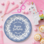 Assiettes En Carton Joyeux anniversaire 100e Motif de numéro bleu/blan (Fête)