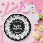 Assiettes En Carton Joyeux anniversaire 100e Noir/Blanc Motif numériqu (Fête)