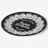 Assiettes En Carton Joyeux anniversaire 70e Motif numérique noir et bl (Angle)