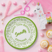 Assiettes En Carton Joyeux anniversaire 70e Motif numérique vert/blanc (Fête)