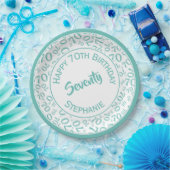 Assiettes En Carton Joyeux anniversaire 70e Turquoise/Motif numérique (Fête)
