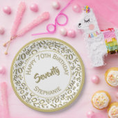 Assiettes En Carton Joyeux anniversaire 70ème Gold/Motif numérique bla (Fête)