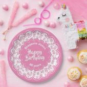 Assiettes En Carton Joyeux anniversaire 80e Motif numérique rose et bl (Fête)