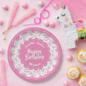 Assiettes En Carton Joyeux anniversaire 90e Motif numérique rose et bl (Fête)