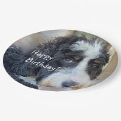 Assiettes En Carton Joyeux anniversaire adorable Bernedoodle (Angle)