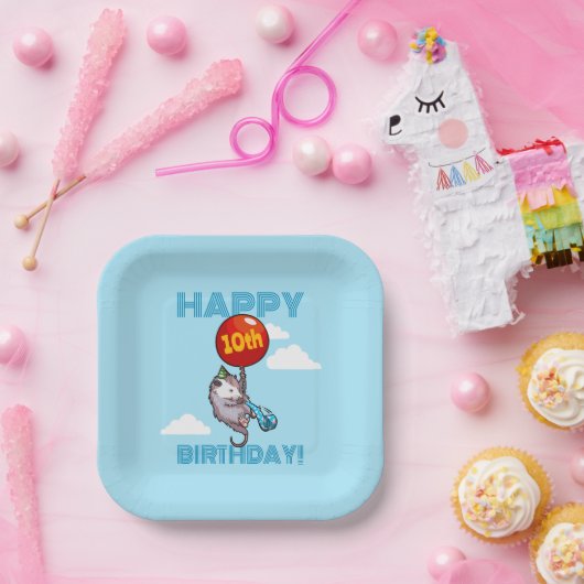 Assiettes En Carton Joyeux anniversaire ! Ajouter L'Âge Opossum & Ball (Fête)