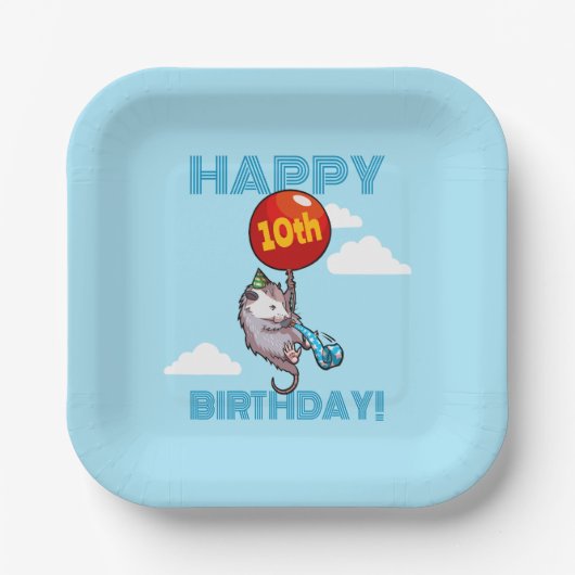 Assiettes En Carton Joyeux anniversaire ! Ajouter L'Âge Opossum & Ball (Recto)