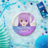 Assiettes En Carton Joyeux Anniversaire amusant mauve mauve manga kawa (Fête)