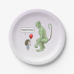 Assiettes En Carton Joyeux Anniversaire au Troll Vert