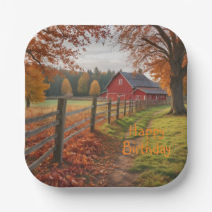 Assiettes En Carton Joyeux anniversaire automne