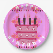 Assiettes En Carton Joyeux anniversaire avec amour et beaucoup plus (Devant)