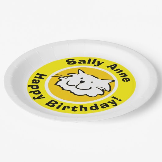 Assiettes En Carton Joyeux anniversaire avec nom (Angle)