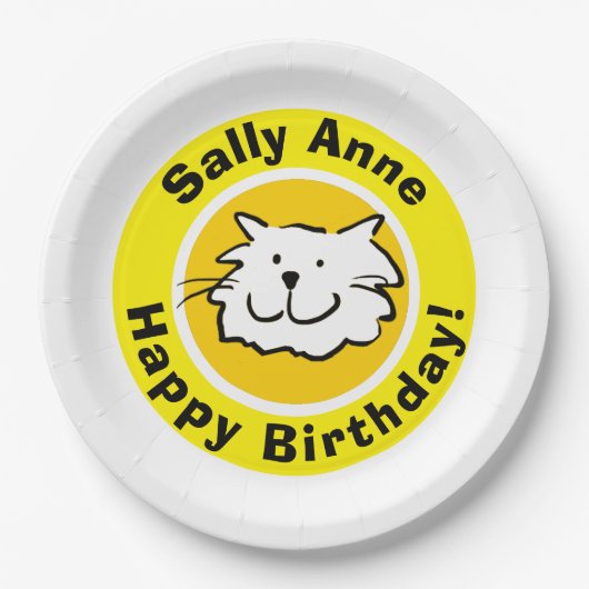 Assiettes En Carton Joyeux anniversaire avec nom (Devant)