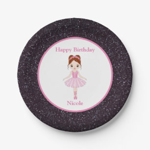 Assiettes En Carton Joyeux anniversaire Ballerina Black Sparkle