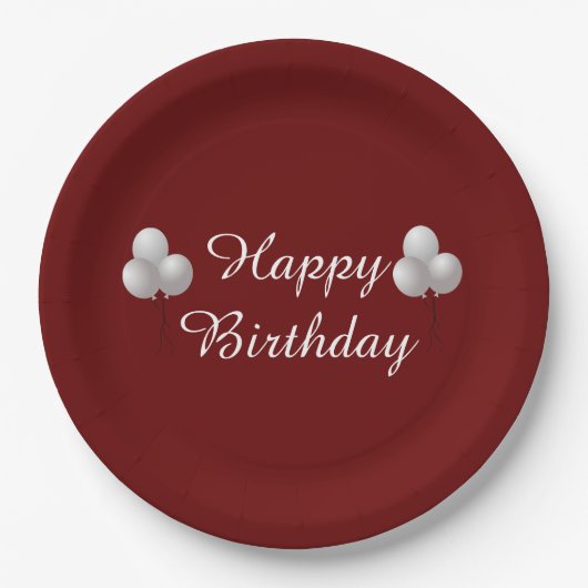 Assiettes En Carton Joyeux Anniversaire, Ballons de fête (Devant)