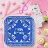 Assiettes En Carton Joyeux Anniversaire Bandana Bleue (Fête)