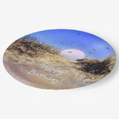 Assiettes En Carton Joyeux Anniversaire Beach Sunrise (Angle)