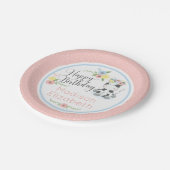 Assiettes En Carton Joyeux anniversaire Bébé Vache Floral 1er annivers (Angle)