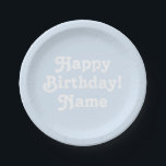 Assiettes En Carton Joyeux Anniversaire bleu clair personnalisé Nom et<br><div class="desc">Personnaliser personnalisez avec nom et photo Anniversaire Personnaliser plaque papier,  personnalisez-le avec votre nom et votre photo,  ou tout arrière - plan couleur que vous voulez vous pouvez également garder la couleur bleu clair arrière - plan existante,  vous choisissez! Plaques papier jetables personnalisées</div>