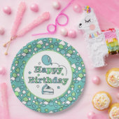 Assiettes En Carton Joyeux anniversaire bleu et vert (Fête)