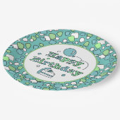 Assiettes En Carton Joyeux anniversaire bleu et vert (Angle)