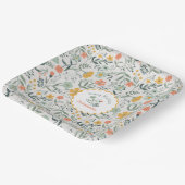 Assiettes En Carton Joyeux Anniversaire Bleu Fleurs Jaunes Nom (Angulaire)