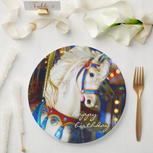 Assiettes En Carton Joyeux Anniversaire Carnaval Carousel Horse Photo (Mariage)