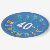 Assiettes En Carton Joyeux anniversaire Cercle des étoiles bleu ID527 (Angle)