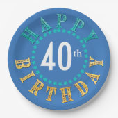 Assiettes En Carton Joyeux anniversaire Cercle des étoiles bleu ID527 (Devant)