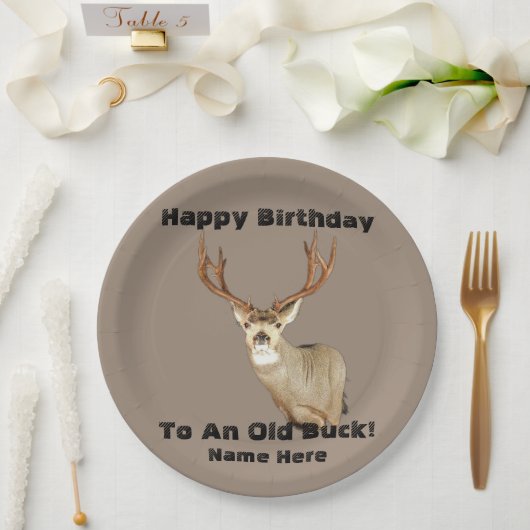 Assiettes En Carton Joyeux Anniversaire Cerf Buck Antlers Vieux Funny (Mariage)