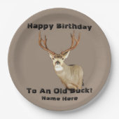 Assiettes En Carton Joyeux Anniversaire Cerf Buck Antlers Vieux Funny (Devant)