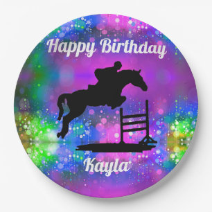 Assiettes En Carton Joyeux Anniversaire Chasseur Cheval Jumper Equestr