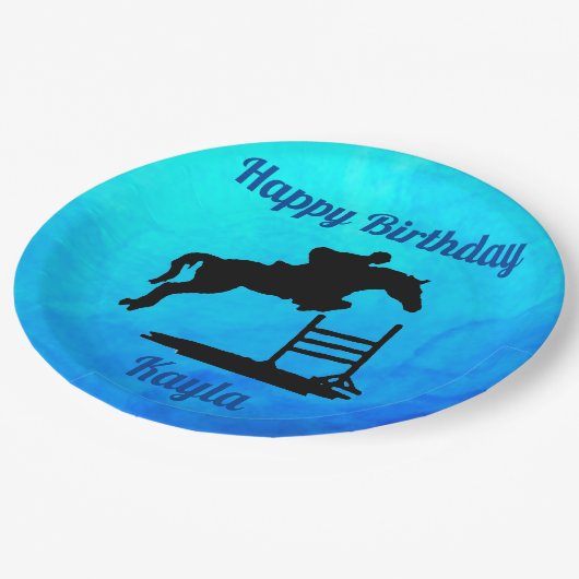 Assiettes En Carton Joyeux Anniversaire Chasseur Cheval Jumper Equestr (Angle)