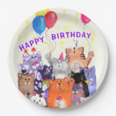 Assiettes En Carton Joyeux Anniversaire Chat Funny Plaques papier (Devant)