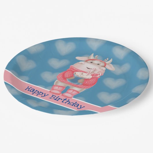 Assiettes En Carton Joyeux Anniversaire Chocolat Chaud Plaque en papie (Angle)