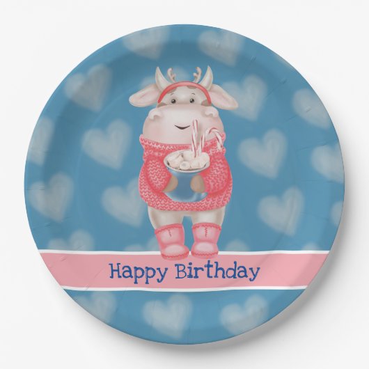Assiettes En Carton Joyeux Anniversaire Chocolat Chaud Plaque en papie (Devant)