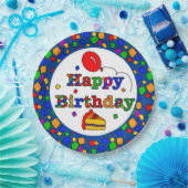 Assiettes En Carton Joyeux anniversaire coloré (Fête)