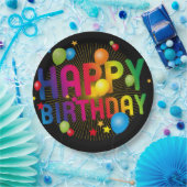 Assiettes En Carton Joyeux anniversaire coloré (Fête)