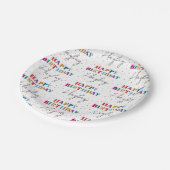 Assiettes En Carton Joyeux anniversaire coloré Nom personnalisé Confet (Angle)