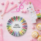 Assiettes En Carton Joyeux anniversaire Crayons colorés Enfants (Fête)