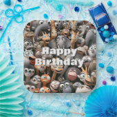 Assiettes En Carton Joyeux Anniversaire Crazy Wildlife Group (Fête)