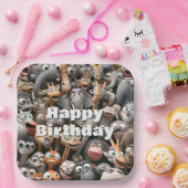 Assiettes En Carton Joyeux Anniversaire Crazy Wildlife Group (Fête)
