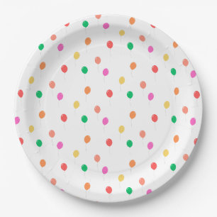 Assiettes En Carton Joyeux anniversaire de ballon coloré