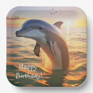 Assiettes En Carton Joyeux anniversaire de dauphin