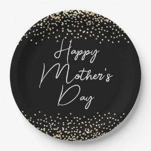 Assiettes En Carton Joyeux anniversaire de maman écriture paillettes n