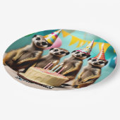 Assiettes En Carton Joyeux anniversaire de Meerkat, (Angle)
