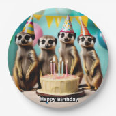 Assiettes En Carton Joyeux anniversaire de Meerkat, (Devant)